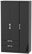 Camden Black Gloss 3 Door Tall Triple Wardrobe - LHF 2 Drawers