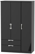 Camden Black Gloss 3 Door Triple Wardrobe - LHF 2 Drawers