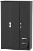 Camden Black Gloss 3 Door Triple Wardrobe - RHF 2 Drawers