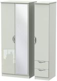 Camden Cashmere 3 Door Combi Wardrobe - 1 Mirror and RHF 2 Drawers