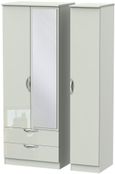 Camden Cashmere 3 Door Tall Combi Wardrobe - 1 Mirror and LHF 2 Drawers