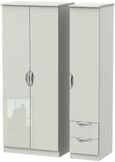 Camden Cashmere 3 Door Triple Wardrobe - RHF 2 Drawers