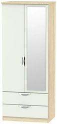 Camden Cashmere and Oak Effect 2 Door Combi Wardrobe - 1 Mirror