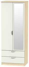 Camden Cashmere and Oak Effect 2 Door Tall Combi Wardrobe - 1 Mirror