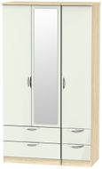 Camden Cashmere and Oak Effect 3 Door Tall Combi Wardrobe - 1 Mirror