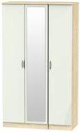 Camden Cashmere and Oak Effect 3 Door Tall Triple Wardrobe - 1 Mirror