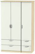 Camden Cashmere and Oak Effect 3 Door Triple Wardrobe - 4 Drawers