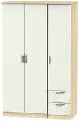 Camden Cashmere and Oak Effect 3 Door Triple Wardrobe - RHF 2 Drawers