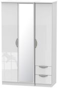 Camden Gloss 3 Door Combi Wardrobe - 1 Mirror and RHF 2 Drawers