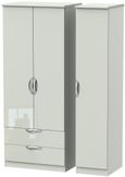 Camden Gloss Cashmere 3 Door Triple Wardrobe - LHF 2 Drawers