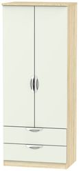 Camden Gloss Cashmere and Oak Effect 2 Door 2 Drawer Double Wardrobe