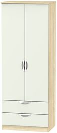 Camden Gloss Cashmere and Oak Effect 2 Door 2 Drawer Tall Wardrobe