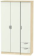 Camden Gloss Cashmere and Oak Effect 3 Door Tall Triple Wardrobe - RHF 2 Drawers