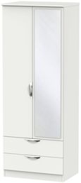 Camden Grey 2 Door Tall Combi Wardrobe - 1 Mirror