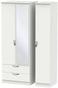Camden Grey 3 Door Tall Combi Wardrobe - 1 Mirror and LHF 2 Drawers