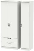 Camden Grey 3 Door Tall Triple Wardrobe - LHF 2 Drawers