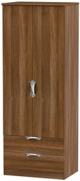 Camden Walnut Effect 2 Door 2 Drawer Tall Wardrobe