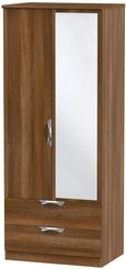 Camden Walnut Effect 2 Door Combi Wardrobe - 1 Mirror