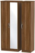 Camden Walnut Effect 3 Door Tall Triple Wardrobe - 1 Mirror