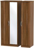 Camden Walnut Effect 3 Door Triple Wardrobe - 1 Mirror