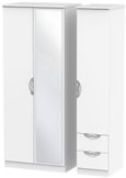 Camden White 3 Door Combi Wardrobe - 1 Mirror and RHF 2 Drawers