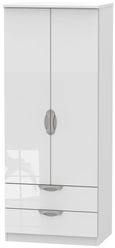 Camden White Gloss 2 Door 2 Drawer Double Wardrobe