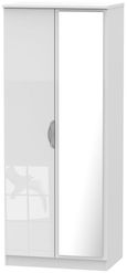 Camden White Gloss 2 Door Wardrobe - 1 Mirror