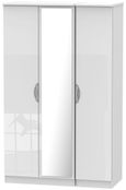 Camden White Gloss 3 Door Triple Wardrobe - 1 Mirror