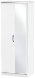 Camden White Matt 2 Door Tall Wardrobe - 1 Mirror