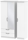 Camden White Matt 3 Door Combi Wardrobe - 1 Mirror and LHF 2 Drawers