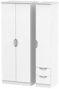 Camden White Matt 3 Door Tall Triple Wardrobe - RHF 2 Drawers