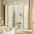 Leonardo Wardrobe - 4 Door - with Mirrors - Ivory Gloss and Gold