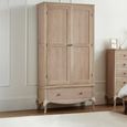 Camille Double Wardrobe - 2 Door - 1 Drawer - French Style - Oak