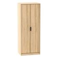 Clearance - Hong Kong Oak Effect 2 Door Plain Tall Wardrobe - FSS16053