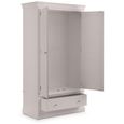 Clermont Double Wardrobe - 2 Door - 1 Drawer - Soft Grey