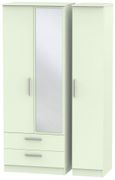 Contrast Cream 3 Door Tall Combi Wardrobe - 1 Mirror and LHF 2 Drawers