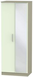 Contrast Cream and Mushroom 2 Door Tall Wardrobe - 1 Mirror