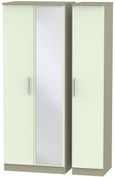 Contrast Cream and Mushroom 3 Door Triple Wardrobe - 1 Mirror