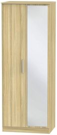Contrast Modern Oak 2 Door Tall Wardrobe - 1 Mirror