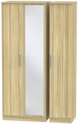 Contrast Modern Oak 3 Door Triple Wardrobe - 1 Mirror