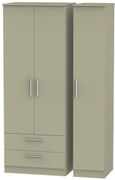 Contrast Mushroom 3 Door Triple Wardrobe - LHF 2 Drawers