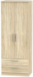 Contrast Oak Effect 2 Door 2 Drawer Wardrobe