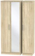 Contrast Oak Effect 3 Door Triple Wardrobe - 1 Mirror