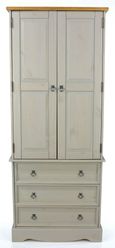 Corona Grey Mexican Pine 2 Door Wardrobe with Drawers