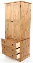 Corona Pine Mexican 2 Door Wardrobe with Drawers