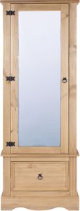 Corona Pine Mexican Single Door Mirror Wardrobe with Drawer