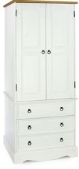 Corona White Mexican Pine 2 Door Wardrobe with Drawers