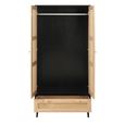 Croxley Wardrobe - 2 Door - 1 Drawer - Black and Rattan