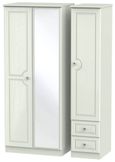 Crystal Cashmere 3 Door Combi Wardrobe - 1 Mirror and RHF 2 Drawers