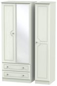 Crystal Cashmere 3 Door Tall Combi Wardrobe - 1 Mirror and LHF 2 Drawers